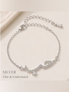 ✨Asteria Jewelry Silver Arabic "Love" (حب) Bracelet with Crystal Stones✨